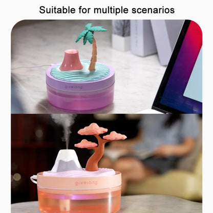 Givelong Mini Portable Landscape Humidifier Plant Pot Hydrator Mister USB Car Spray Aromatherapy Diffuser(Cherry Tree)
