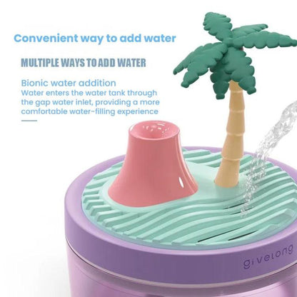Givelong Mini Portable Landscape Humidifier Plant Pot Hydrator Mister USB Car Spray Aromatherapy Diffuser(Cherry Tree)