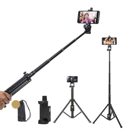 YUNTENG 1688L 16.5-77 Inch Phone Camera Selfie Stick Tripod With Bluetooth Remote Control(Black)