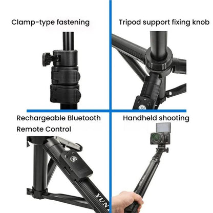 YUNTENG 91666L 18.5-67 Inch Adjustable Tripod Selfie Stick With Remote Control For Phone and Camera(Black)