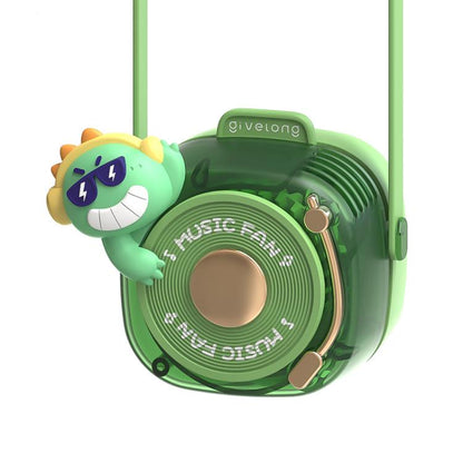 Givelong Cute Cool Pet DJ Lanyard Small Fan USB Rechargeable Compact Portable Bladeless Neck Fan(Cool Dragon)