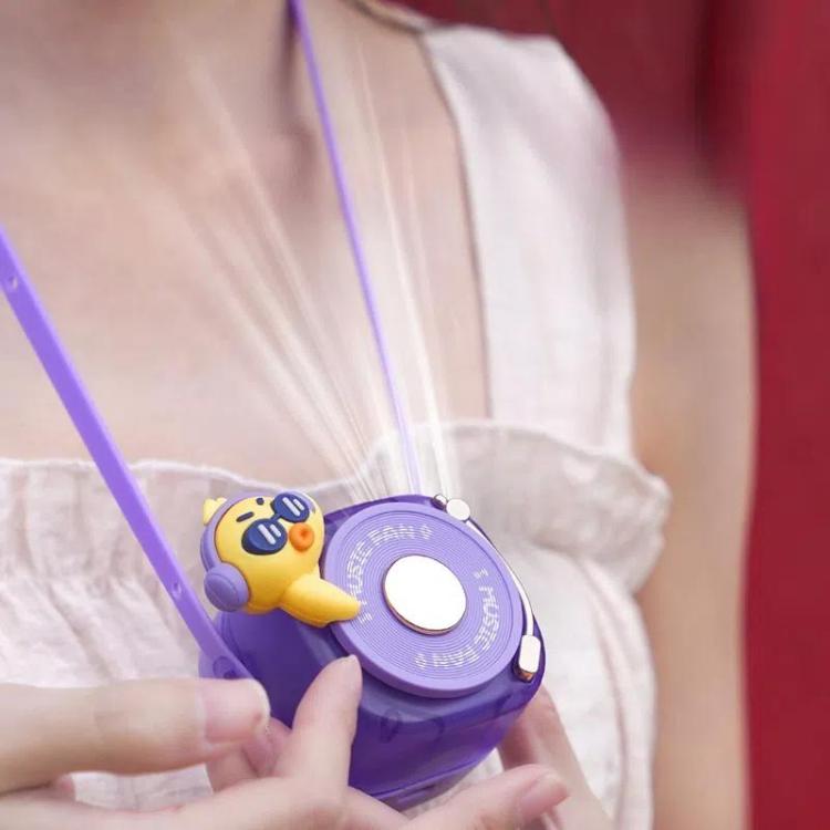 Givelong Cute Cool Pet DJ Lanyard Small Fan USB Rechargeable Compact Portable Bladeless Neck Fan(Cool Dragon)