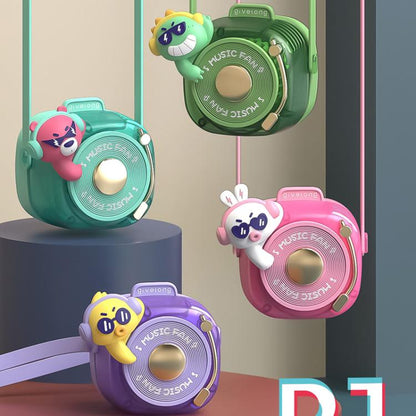 Givelong Cute Cool Pet DJ Lanyard Small Fan USB Rechargeable Compact Portable Bladeless Neck Fan(Cool Bunny)