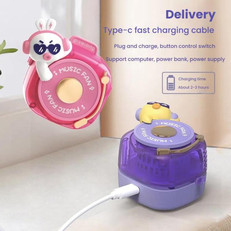 Givelong Cute Cool Pet DJ Lanyard Small Fan USB Rechargeable Compact Portable Bladeless Neck Fan(Cool Dragon)