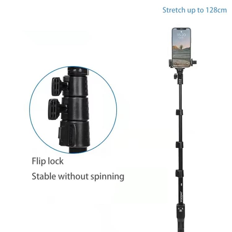 YUNTENG 1288 Adjustable 50 Inch Aluminum Alloy Selfie Stick With Bluetooth Remote Control For Smartphones & Cameras(Black)