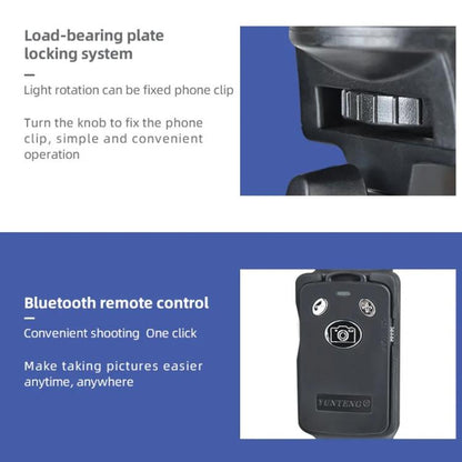 YUNTENG 1288 Adjustable 50 Inch Aluminum Alloy Selfie Stick With Bluetooth Remote Control For Smartphones & Cameras(Black)