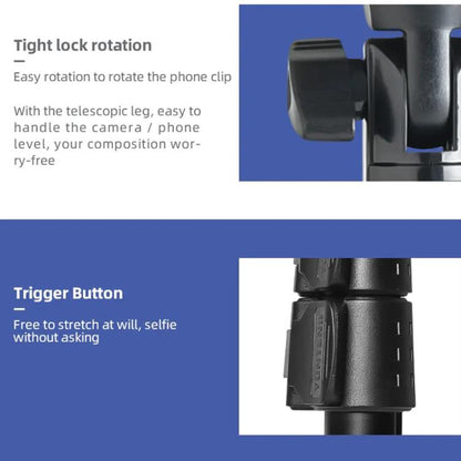 YUNTENG 1288 Adjustable 50 Inch Aluminum Alloy Selfie Stick With Bluetooth Remote Control For Smartphones & Cameras(Black)