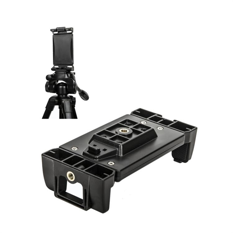 YUNTENG VCT-320 Adjustable Hot Shoe Tablet & Phone Mount Clamp Holder with Dual 1/4 Inch Screw Holes for 5.1-9.9 Inch Devices(Black)