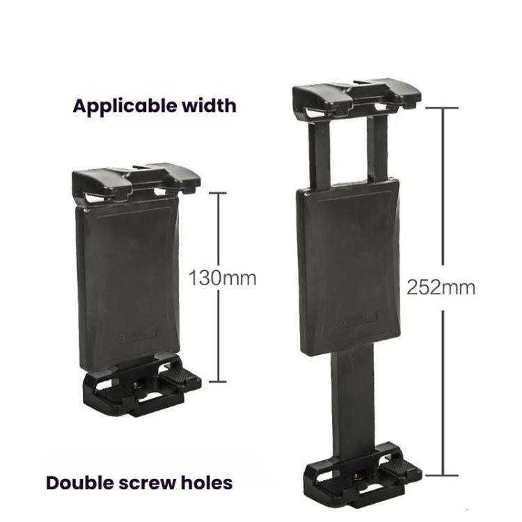 YUNTENG VCT-320 Adjustable Hot Shoe Tablet & Phone Mount Clamp Holder with Dual 1/4 Inch Screw Holes for 5.1-9.9 Inch Devices(Black)