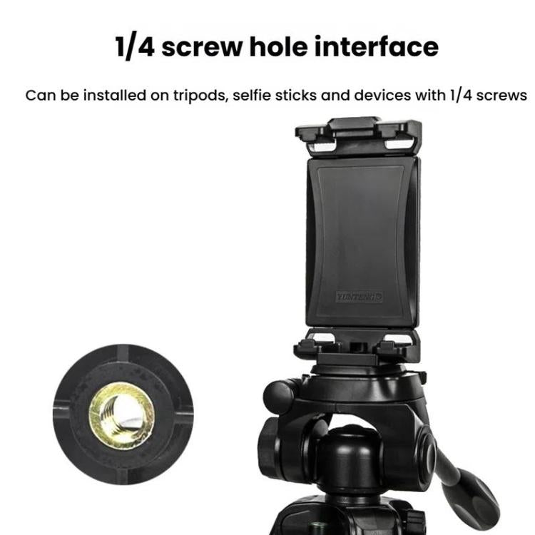 YUNTENG VCT-320 Adjustable Hot Shoe Tablet & Phone Mount Clamp Holder with Dual 1/4 Inch Screw Holes for 5.1-9.9 Inch Devices(Black)