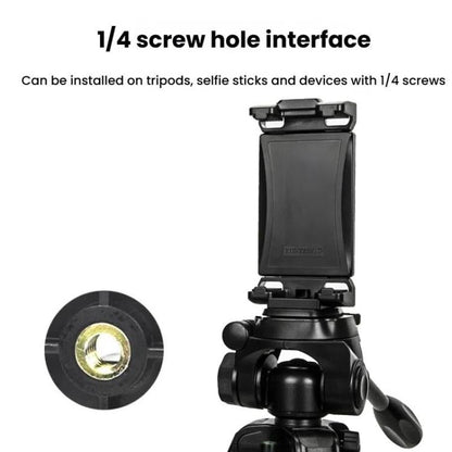 YUNTENG VCT-320 Adjustable Hot Shoe Tablet & Phone Mount Clamp Holder with Dual 1/4 Inch Screw Holes for 5.1-9.9 Inch Devices(Black)