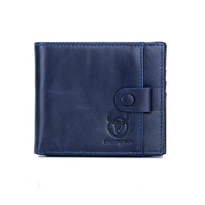 BULL CAPTAIN 038 RFID Anti-Theft Top Layer Cowhide Casual Wallet Driver ID Card Slot Wallet(Blue)