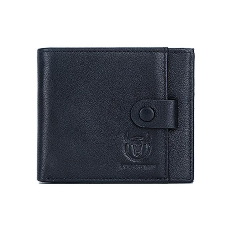 BULL CAPTAIN 038 RFID Anti-Theft Top Layer Cowhide Casual Wallet Driver ID Card Slot Wallet(Black)