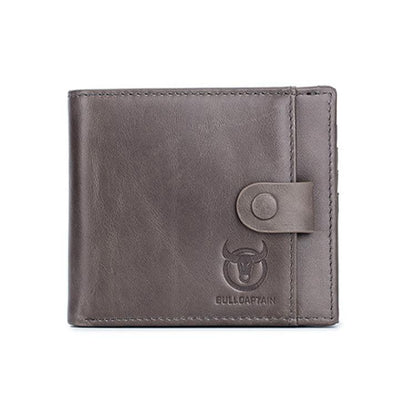 BULL CAPTAIN 038 RFID Anti-Theft Top Layer Cowhide Casual Wallet Driver ID Card Slot Wallet(Gray)