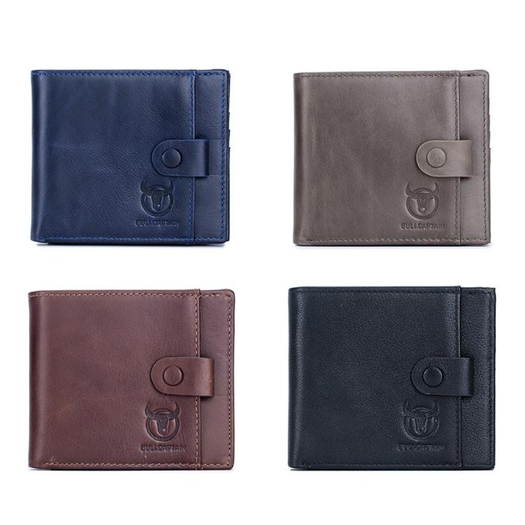 BULL CAPTAIN 038 RFID Anti-Theft Top Layer Cowhide Casual Wallet Driver ID Card Slot Wallet(Gray)