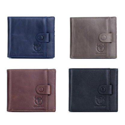 BULL CAPTAIN 038 RFID Anti-Theft Top Layer Cowhide Casual Wallet Driver ID Card Slot Wallet(Blue)