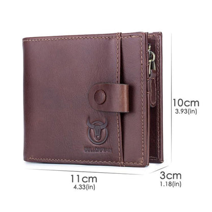 BULL CAPTAIN 038 RFID Anti-Theft Top Layer Cowhide Casual Wallet Driver ID Card Slot Wallet(Blue)