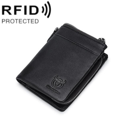 BULL CAPTAIN 050 RFID Anti-theft Top Layer Multi-Slot Wallet with Detachable Coin Purse(Black)