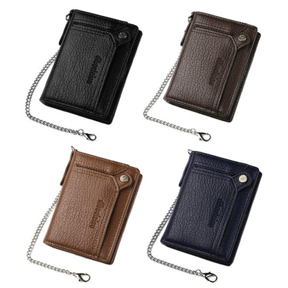 Dibaoleiou Men Anti-Theft Chain Wallet Retro Money Purse Driver License Card Bag Zipper Coin Purse(Brown)