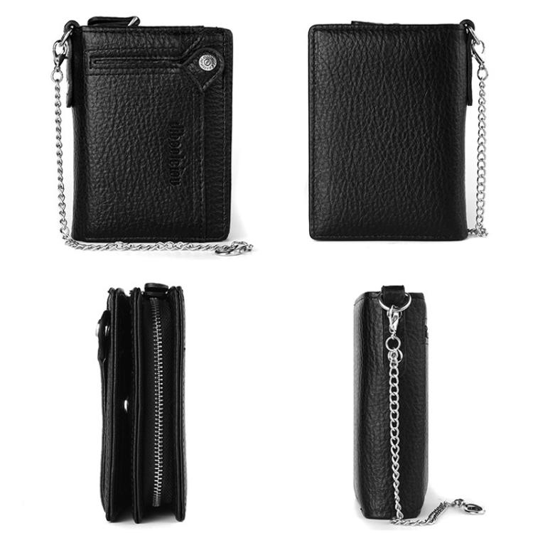 Dibaoleiou Men Anti-Theft Chain Wallet Retro Money Purse Driver License Card Bag Zipper Coin Purse(Brown)