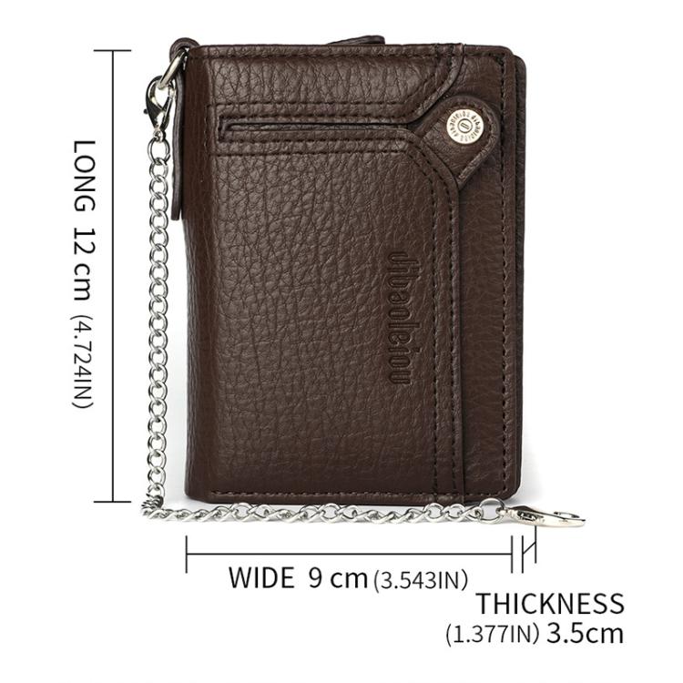 Dibaoleiou Men Anti-Theft Chain Wallet Retro Money Purse Driver License Card Bag Zipper Coin Purse(Brown)