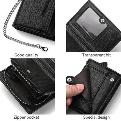 Dibaoleiou Men Anti-Theft Chain Wallet Retro Money Purse Driver License Card Bag Zipper Coin Purse(Brown)