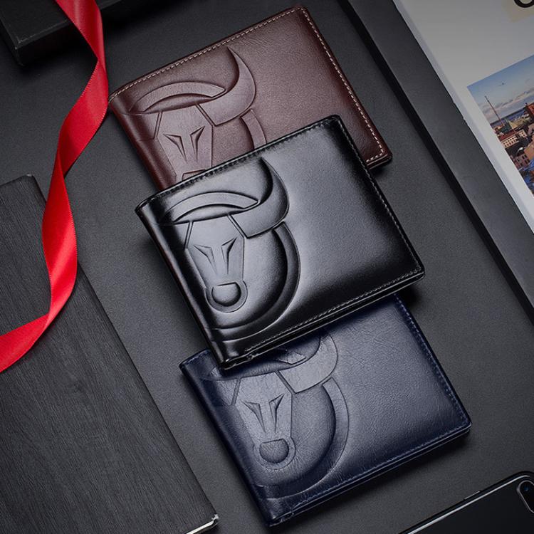 BULL CAPTAIN 0203 RFID Anti-theft Top-layer Cowhide Multiple Card Slots Wallet(Coffee Horizontal)