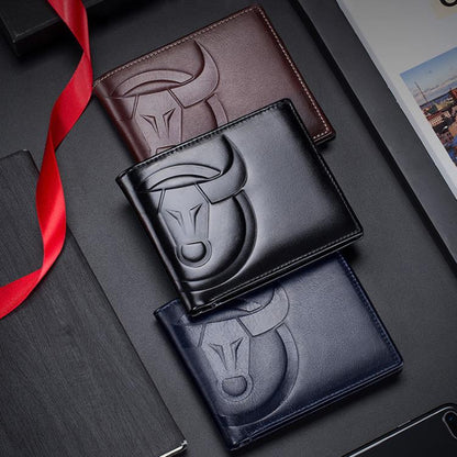 BULL CAPTAIN 0203 RFID Anti-theft Top-layer Cowhide Multiple Card Slots Wallet(Coffee Horizontal)