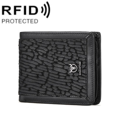 BULL CAPTAIN 07 RFID Anti-theft Top-layer Cowhide Multiple Card Slots Wallet(Black Leopard Print)
