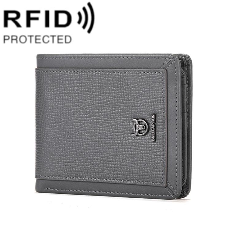 BULL CAPTAIN 07 RFID Anti-theft Top-layer Cowhide Multiple Card Slots Wallet(Gray)