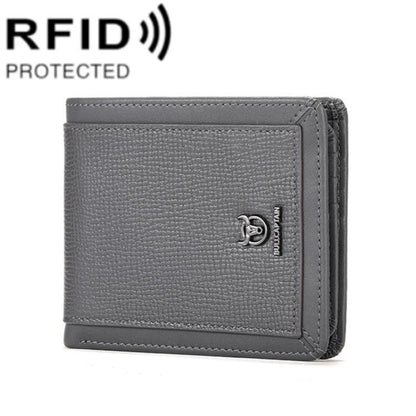 BULL CAPTAIN 07 RFID Anti-theft Top-layer Cowhide Multiple Card Slots Wallet(Gray)