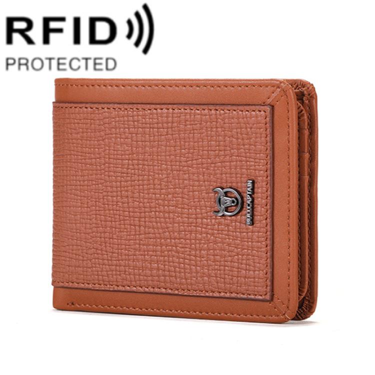 BULL CAPTAIN 07 RFID Anti-theft Top-layer Cowhide Multiple Card Slots Wallet(Yellow)