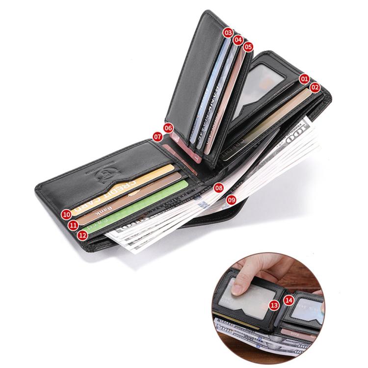 BULL CAPTAIN 07 RFID Anti-theft Top-layer Cowhide Multiple Card Slots Wallet(Yellow)