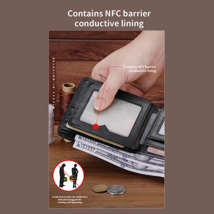 BULL CAPTAIN 07 RFID Anti-theft Top-layer Cowhide Multiple Card Slots Wallet(Gray)