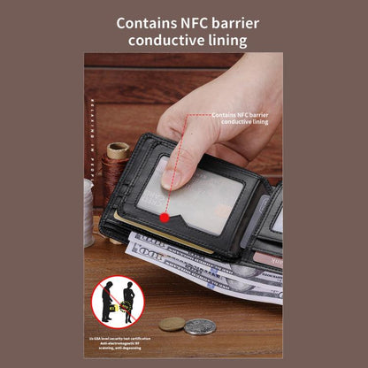 BULL CAPTAIN 07 RFID Anti-theft Top-layer Cowhide Multiple Card Slots Wallet(Gray)