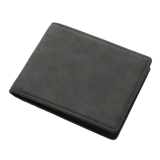 DEABOLAR Men Short Wallet Zipper Simple Soft Leather Purse Card Bag Student Retro Leather Wallet(Black)