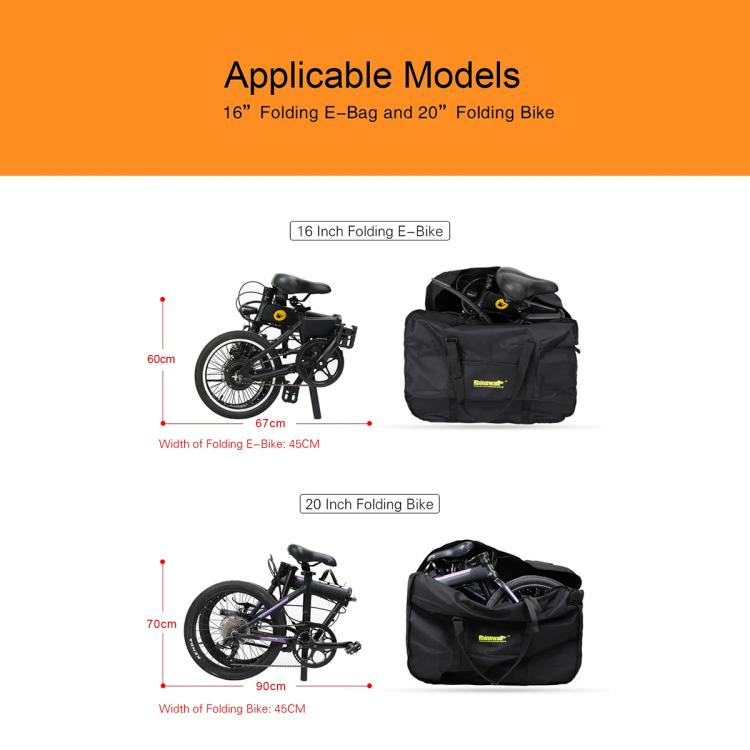 Rhinowalk Sac de transport pliable pour vélo 16/20 pouces Sac de rangement pour vélo (RF161)