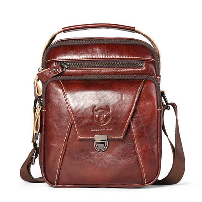 BULL CAPTAIN 041 Large Capacity Top Layer Cowhide Retro Shoulder Messenger Bag(Brown)