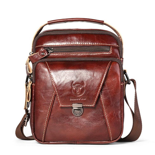 BULL CAPTAIN 041 Large Capacity Top Layer Cowhide Retro Shoulder Messenger Bag(Brown)