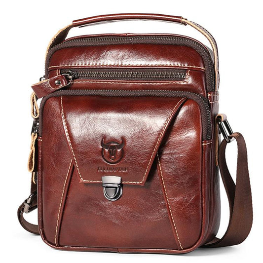 BULL CAPTAIN 041 Large Capacity Top Layer Cowhide Retro Shoulder Messenger Bag(Brown)