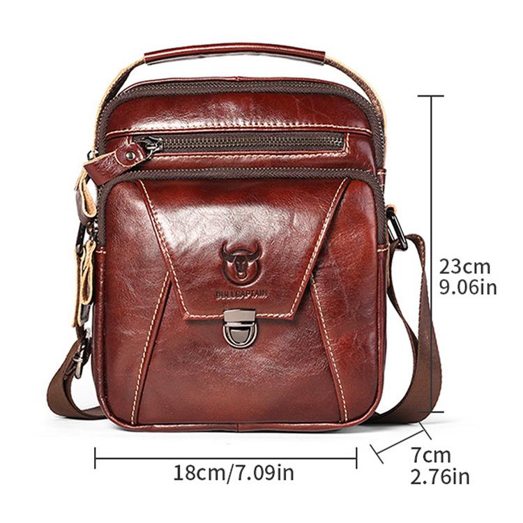 BULL CAPTAIN 041 Large Capacity Top Layer Cowhide Retro Shoulder Messenger Bag(Brown)