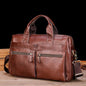 BULL CAPTAIN 056 Large Capacity Top Layer Cowhide Retro Business Hand-Held Briefcase(Coffee)