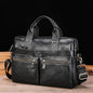BULL CAPTAIN 056 Large Capacity Top Layer Cowhide Retro Business Hand-Held Briefcase(Black)