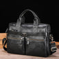 BULL CAPTAIN 056 Large Capacity Top Layer Cowhide Retro Business Hand-Held Briefcase(Black Metal)
