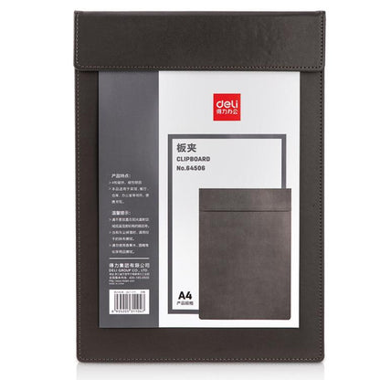 Deli  64506 A4 PU Magnetic Clipboard Writing Board File Folder for Office, Hotel, Meetings, Signing Documents(Gray)