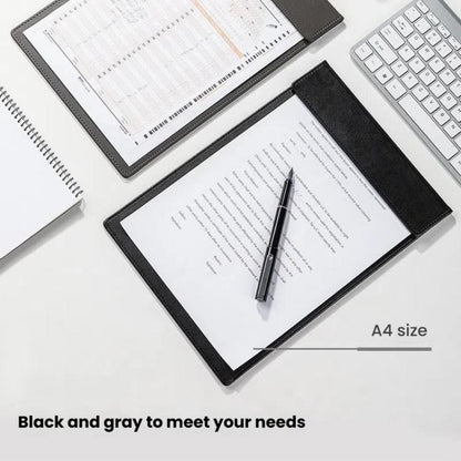 Deli  64506 A4 PU Magnetic Clipboard Writing Board File Folder for Office, Hotel, Meetings, Signing Documents(Gray)