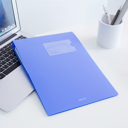 Deli 5333 A4 Hangable Clipboard File Folder With Clip Space-Saving Document Holder(Blue)