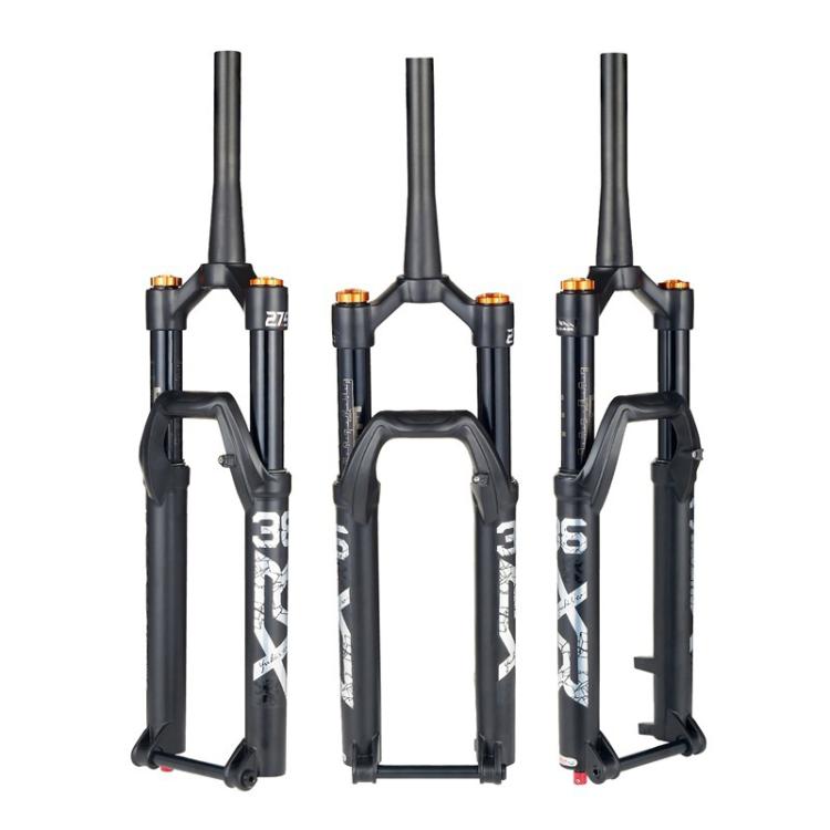 KRSEC XR36 Front Fork Straight Taper Tube Barrel Axle Mountain Bike Wire Damping Forks, Size: 29 inch(Black)