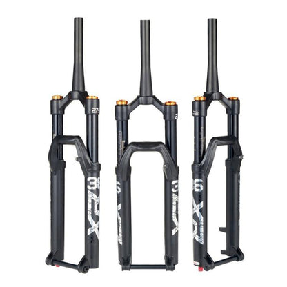 Fourche avant KRSEC XR36 Tube droit conique Axe traversant VTT Fourches à amortissement filaire, Taille : 27,5 pouces (noir)