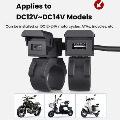 WUPP 2 in 1 QC3.0 Waterproof PD Fast Charging Motorcycle Mobile Phone USB Charger(Boxed)